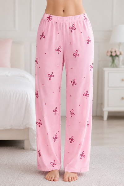 Bow & Polka Dot Print Pajama
